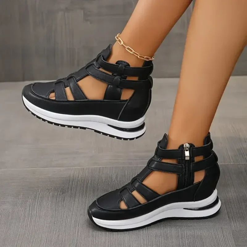 Side Zipper Comfortable Lightweight Wedge Sandals