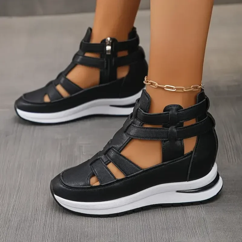 Side Zipper Comfortable Lightweight Wedge Sandals