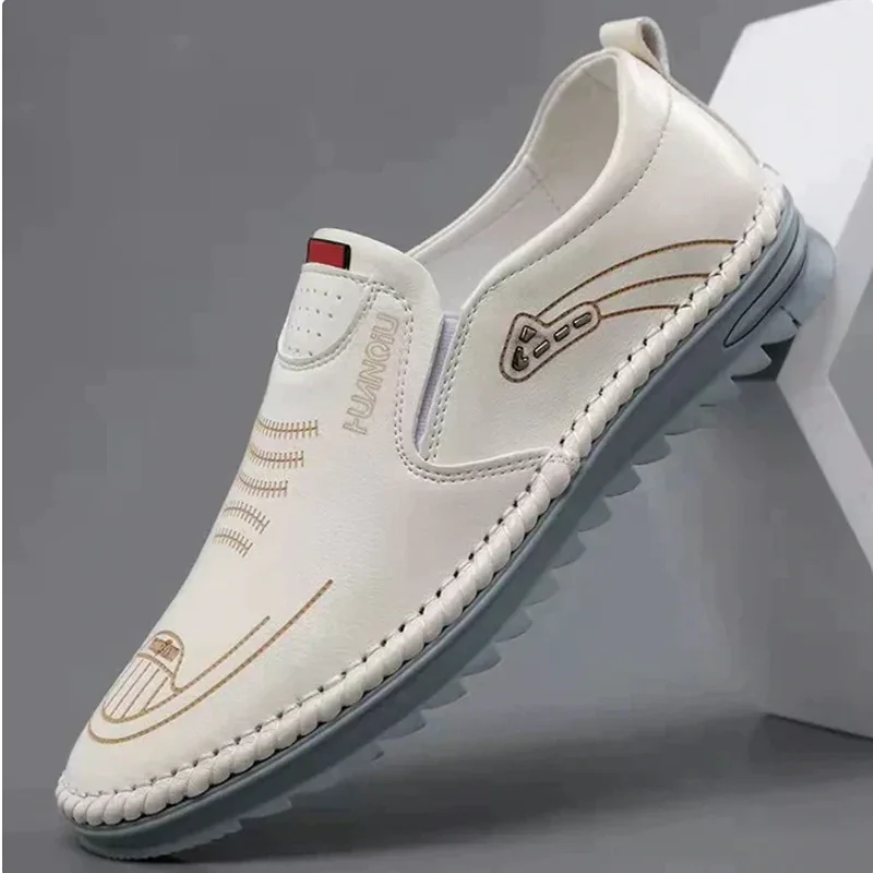 Men breathable leather loafers