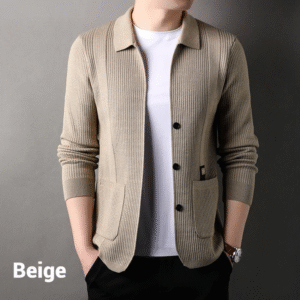 Lapel Knitted Long Sleeve Coat